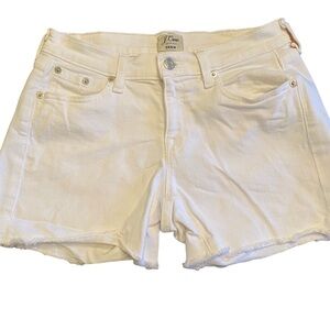 JCrew White Denim Cutoff Shorts distressed edge size 24